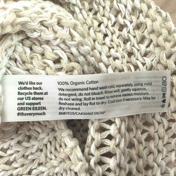 Eileen Fisher Organic Cotton Open Knit Pullover Sweater Top Neutral Boho | M - Picture 5 of 9